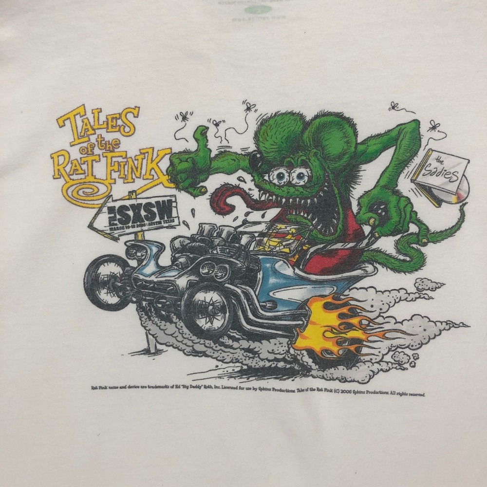 Rat Fink SXSW 2006 Tales of the Rat Fink White Graphic T-Shirt Mens Large USA